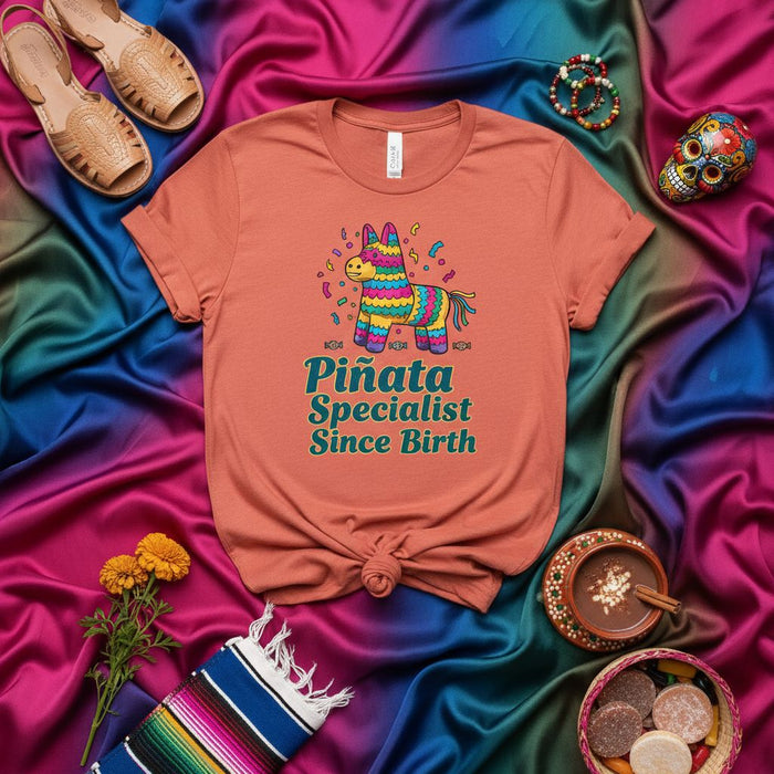 Piñata Specialist Since Birth T-Shirt, Funny Donkey Piñata Birthday Tee, Unisex Fiesta Party Shirt, Mexican Celebration Design Apparel Gift