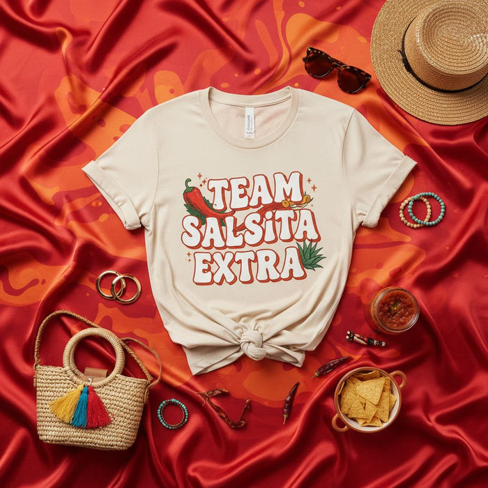 Team Salsita Extra Spicy Chili Pepper T-Shirt, Funny Mexican Foodie Gift Tee, Fiesta Party Outfit, Cinco de Mayo Apparel, Salsa Lover Shirt, Unisex Graphic T-Shirt for Men and Women