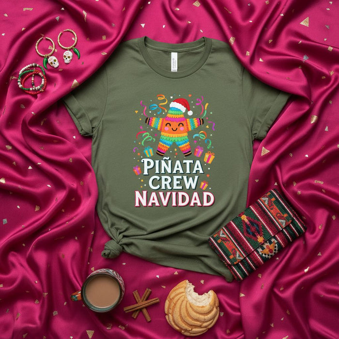 Piñata Crew Navidad Shirt, Christmas Pinata T-Shirt, Fiesta Holiday Tee, Funny Mexican Xmas Party Top, Cute Pinata with Santa Hat, Unisex Gift Idea