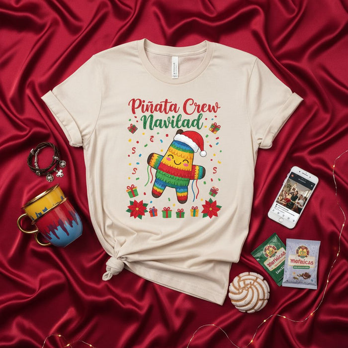 Piñata Crew Navidad Shirt, Funny Mexican Christmas T-Shirt, Fiesta Holiday Tee with Sombrero Piñata, Cute Xmas Celebration Apparel, Family Matching Navideña Gift Top