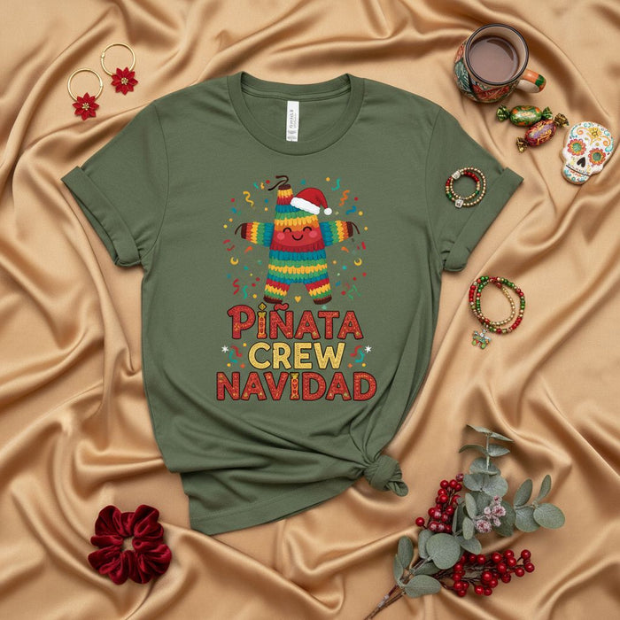 Piñata Crew Navidad Shirt, Funny Christmas Piñata Tee, Mexican Christmas Party Outfit, Feliz Navidad Holiday T-Shirt, Dancing Pinata with Santa Hat Gift for Her Him