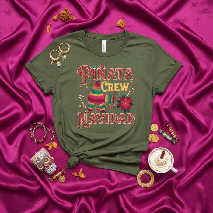 Piñata Crew Navidad Shirt, Christmas Pinata T-Shirt, Fiesta Holiday Tee, Funny Mexican Xmas Party Top, Spanish Christmas Apparel, Unisex Adult Graphic T-shirt