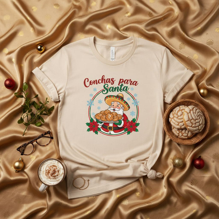 Conchas para Santa T-Shirt | Mexican Santa Claus Sombrero Pan Dulce Christmas Shirt | Funny Holiday Fiesta Shirt | Unisex Tee Gift Idea