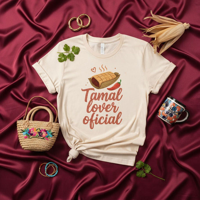 Tamal Lover Oficial T-Shirt - Unisex Tamale Foodie Shirt with Chili Pepper Design, Mexican Cuisine Apparel, Spanish Text Tee Gift Idea for Tamale Fans