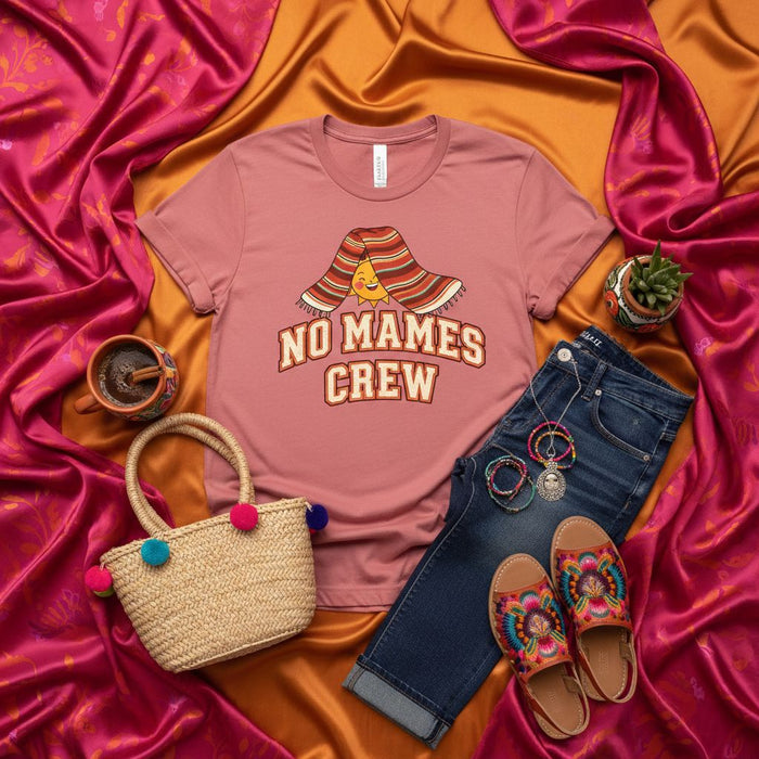 No Mames Crew T-Shirt, Funny Mexican Slang Tee, Cute Sun Sombrero Graphic Shirt, Unisex Graphic Tee, Spanish Phrase Novelty Shirt, Latine Heritage Apparel