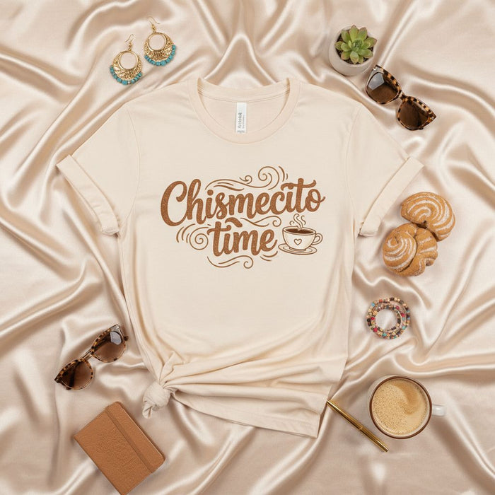 Chismecito Time T-Shirt, Funny Spanish English Coffee Tee, Latina Gossip Shirt, Cute Cozy Graphic T-Shirt Gift for Friends, Unisex Jersey Short Sleeve T-Shirt