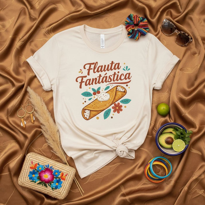 Flauta Fantástica Mexican Food T-Shirt, Creamy Rolled Taco Tee, Hispanic Cuisine Graphic Shirt, Food Lover Gift, Unisex Streetwear Apparel