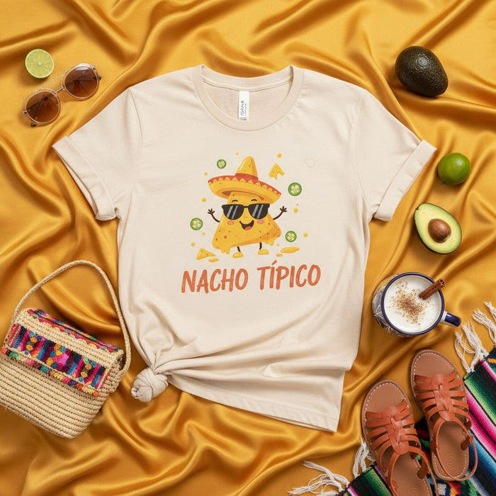 Nacho Típico Funny Nacho Sombrero Sunglasses T-Shirt, Cute Mexican Food Pun Unisex Tee, Fiesta Party Cinco de Mayo Apparel, Humorous Foodie Gift Shirt
