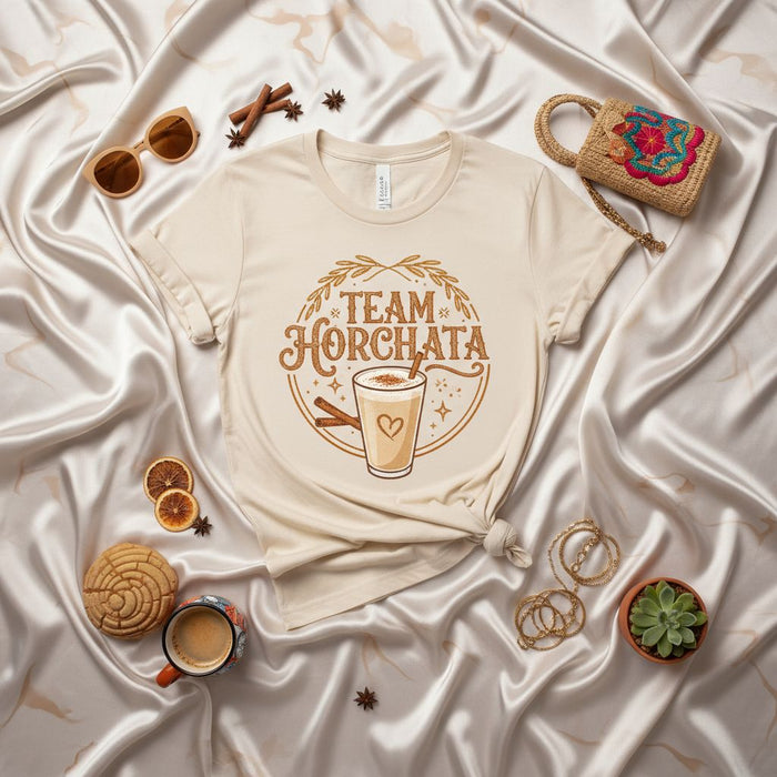 Team Horchata T-Shirt, Sweet Spanish Cinnamon Rice Drink Tee, Horchata Lover Gift, Unisex Crewneck Shirt, Aguas Frescas Casual Apparel, Latina Culture Top, Aesthetic Horchata Graphic Clothing