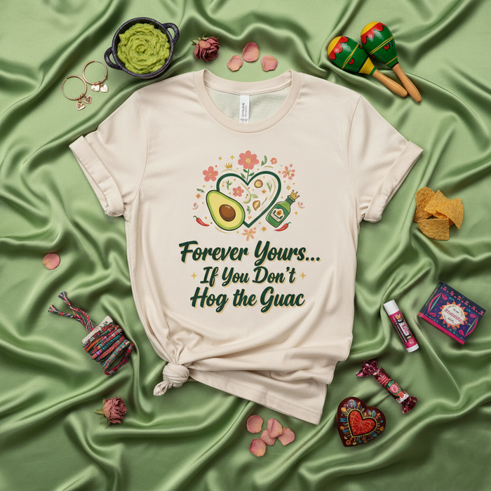 Forever Yours If You Don't Hog the Guac Avocado Shirt, Funny Cinco de Mayo T-Shirt, Couples Guacamole Lover Tee, Mexican Food Fiesta Party Gift, Unisex Graphic Shirt for Him Her, Cute Foodie Humor Apparel