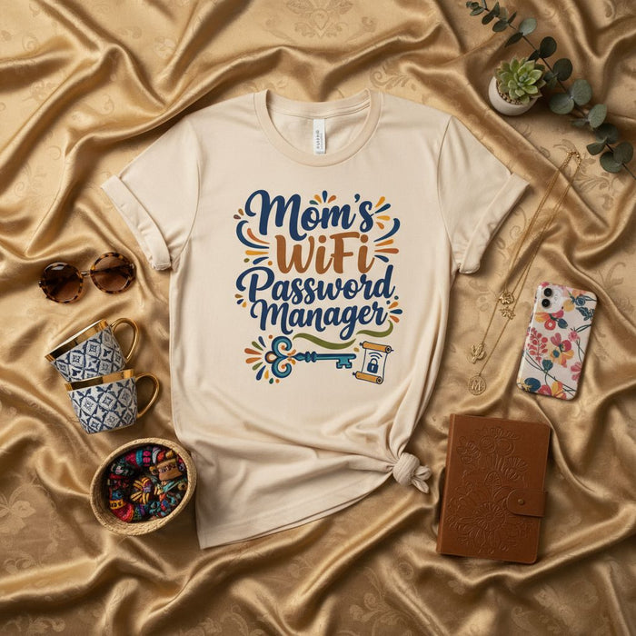 Mom's WiFi Password Manager Shirt Funny Mother's Day Gift Tee for Mom Who Manages the Home Network Access Key Graphic Unisex T-Shirt