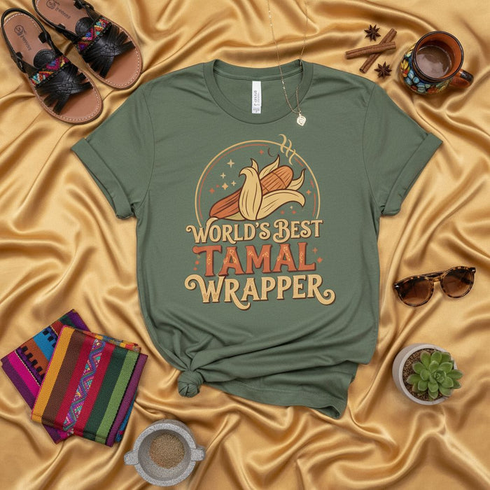 World's Best Tamal Wrapper T-Shirt, Funny Tamale Making Tee, Mexican Food Corn Husk Tamalero Gift, Cooking & Kitchen Chef Shirt, Unisex Graphic T-Shirt for Men and Women