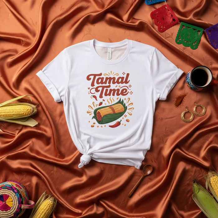 Tamal Time Shirt, Funny Tamale T-Shirt, Mexican Food Tee, Navidad Christmas Holiday Latinx Culture Apparel, Tamales Gift for Foodie and Cook, Cute graphic t-shirt for Men and Women, Unisex Short Sleeve T-shirt.