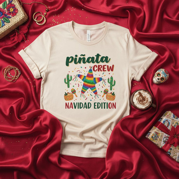 Piñata Crew Navidad Edition Shirt, Christmas Fiesta Family T-Shirt, Mexican Holiday Party Tee, Festive Pinata Graphic Short Sleeve Unisex Top