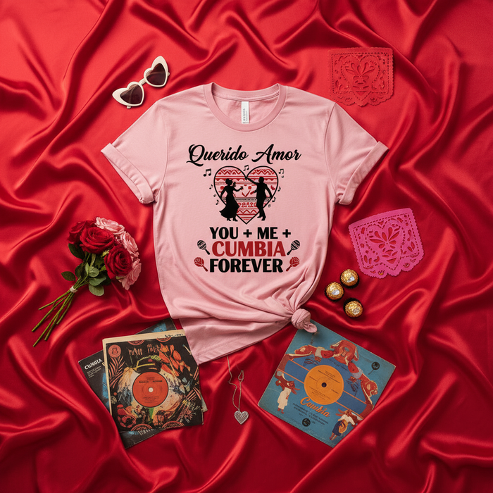 Querido Amor You Me Cumbia Forever Shirt, Valentine's Day Cumbia Dancer Apparel, Latina Couple Gift, Spanish Phrase Music Tee, Fiesta Dancing Love T-Shirt
