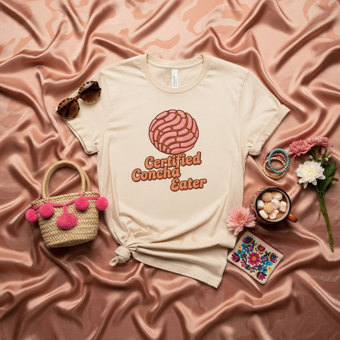 Certified Concha Eater Shirt, Mexican Pan Dulce T-Shirt, Pastel Concha Graphic Tee, Cute Latinx Foodie Bakery Lover Gift, Unisex Aesthetic Dessert Apparel