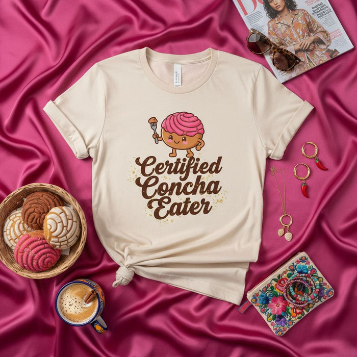 Certified Concha Eater T-Shirt | Cute Mexican Pan Dulce Bakery Lover Tee | Funny Concha Pastry Graphic Shirt | Unisex Hispanic Food Dessert Gift Idea
