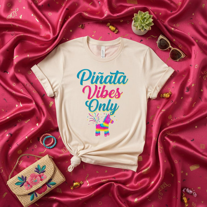 Piñata Vibes Only Shirt, Funny Fiesta Party T-Shirt, Cinco de Mayo Outfit, Matching Family Birthday Tee, Mexican Theme Celebration Top, Rainbow Pinata Graphic Unisex Shirt