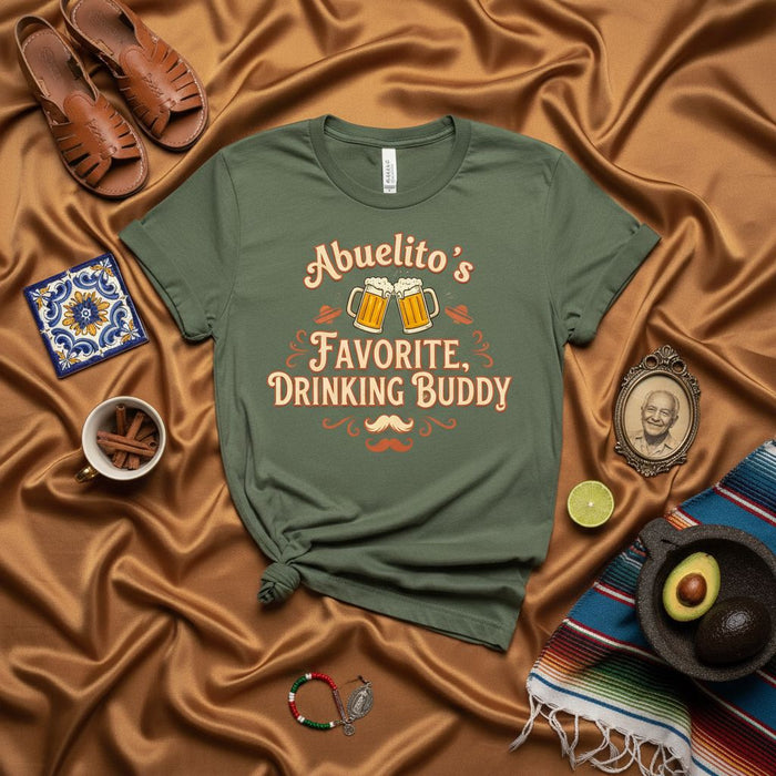Abuelito's Favorite Drinking Buddy T-Shirt for Grandpa, Funny Spanish Grandfather Gift Tee, Abuelo's Favorite Beer Lover Shirt, Cute Family Celebration Apparel
