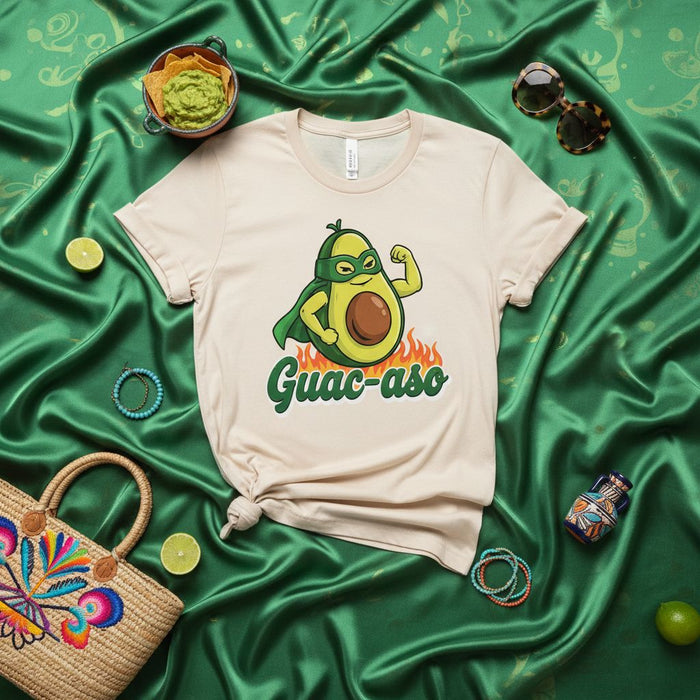Guac-aso Avocado Superhelden T-Shirt, Lustiges Mexikanisches Essen Shirt, Guacamole Geschenk, Starke Avocados Fiesta T-Shirt, Cinco de Mayo Kleidung, Unisex Food Pun Grafik-Oberteil