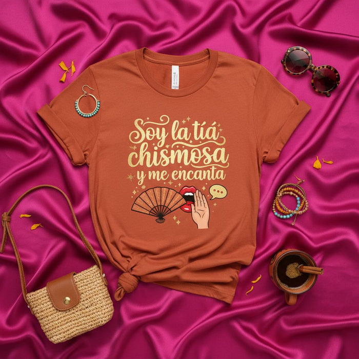 Soy la Tía Chismosa y Me Encanta T-Shirt, Funny Spanish Aunt Gossip Tee, Regalo para Tías, Latina Tía Gift, Comical Family Shirt, Spanglish Quote Top
