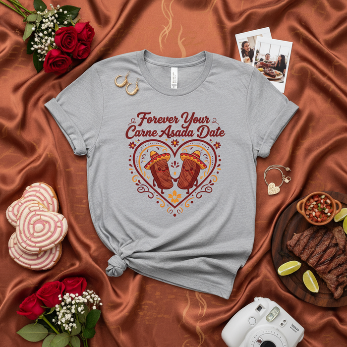 Enamorados de la Carne Asada Camiseta, Regalo Divertido para Amantes de la Comida Hispana, Linda Camisa de San Valentín, Conjunto a Juego para Parejas Mexicanas, Regalo de Parrilla para Esposo Esposa Novio Novia