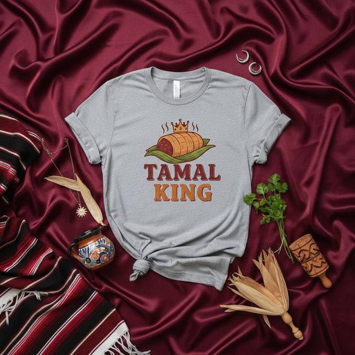 Tamal King Shirt, Funny Mexican Food Tamale T-Shirt, Latinx Foodie Gift, Steaming Tamal with Crown Graphic Tee, Fiesta Apparel, Unisex
