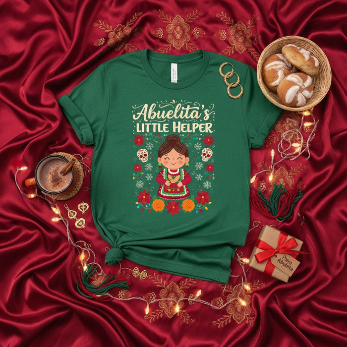 Abuelita's Little Helper Shirt, Cute Hispanic Grandma Tee, Día de Muertos Skulls Flowers Design, Funny Family Grandparent Gift T-Shirt, Spanish-English Abuela Top