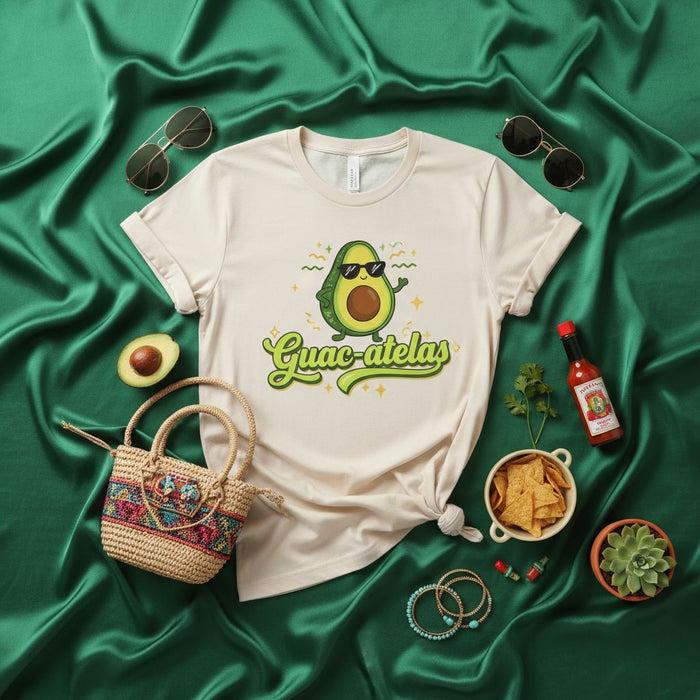 Guac-atelas Lustiges Avocado-Shirt, Geschenk für Liebhaber mexikanischer Speisen, Guacamole-Wortspiel T-Shirt, Fiesta Party Unisex Grafik T-Shirt, Cinco de Mayo Kleidung