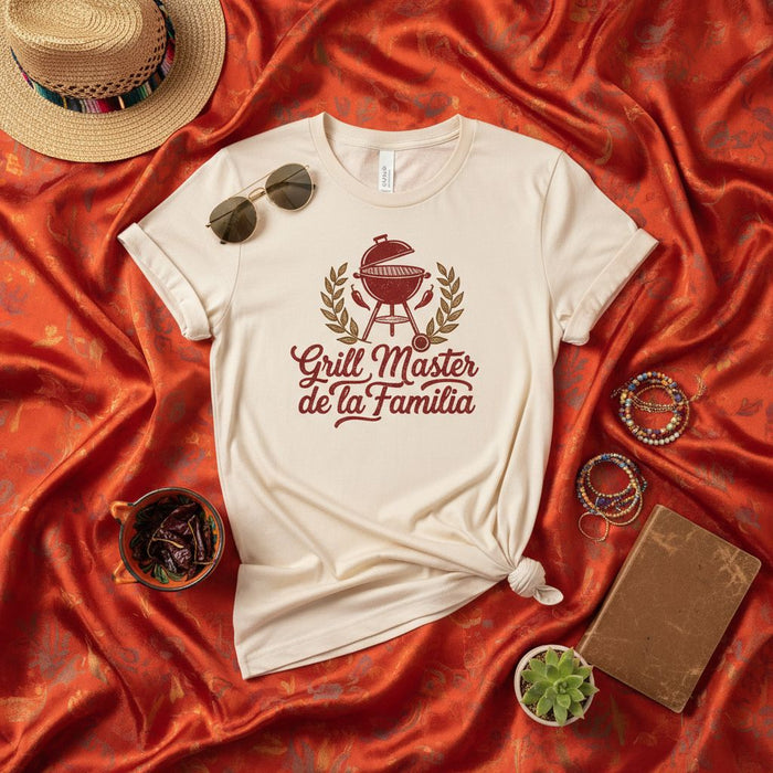 Maglietta Grill Master de la Familia, T-shirt unisex per barbecue in famiglia, Maglietta divertente per barbecue in spagnolo e inglese, Regalo per papà che griglia, Maglietta alla messicana, Maglietta Cookout, Regalo Parrillero