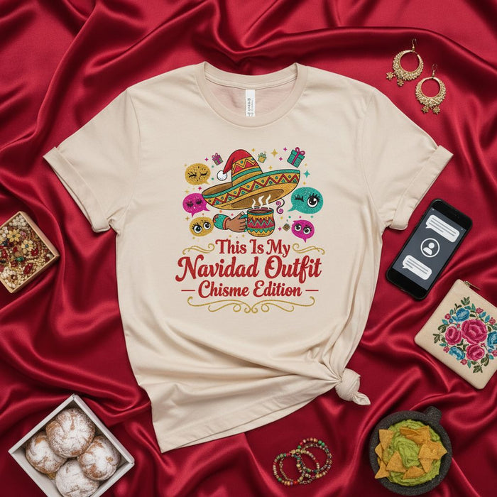 This Is My Navidad Outfit Chisme Edition Shirt Funny Christmas Party Tee Sombrero Hot Chocolate Fiesta Gift Unisex T-Shirt