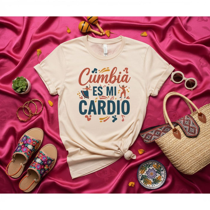 Cumbia Es Mi Cardio T-Shirt, Cumbia Dance Lover Gift, Latin Music Workout Tee, Spanish Fitness Shirt, Unisex Graphic T-Shirt for Cumbia Dancers.