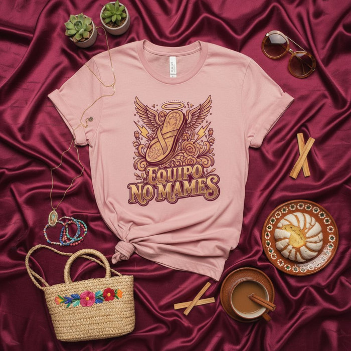 Camiseta Equipo No Mames con Gráfico La Chancla, Camiseta Divertida con Dicho en Español, Regalo Vida de Mamá Latina, Ropa Casual Unisex, Camisa Inspirada en la Cultura Mexicana