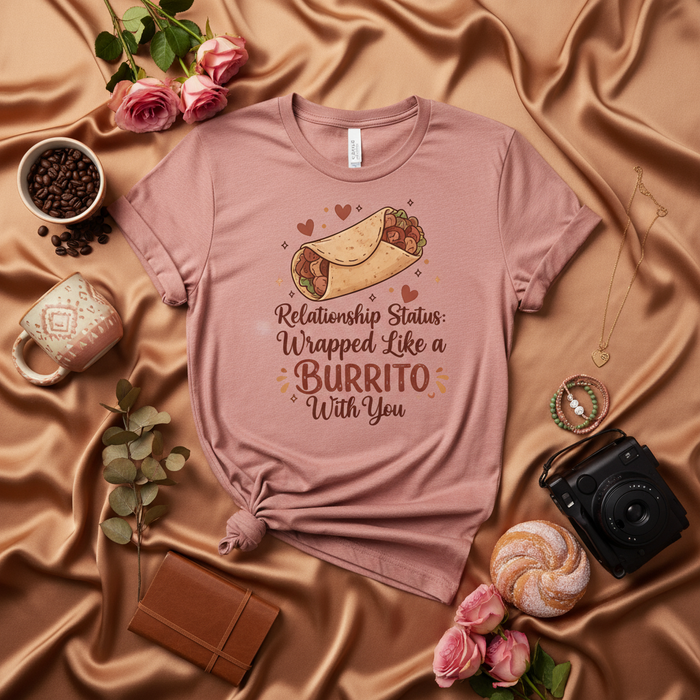 T-shirt Coppia Amici Divertente Sfondo Burrito San Valentino Maglietta Mauve Unisex