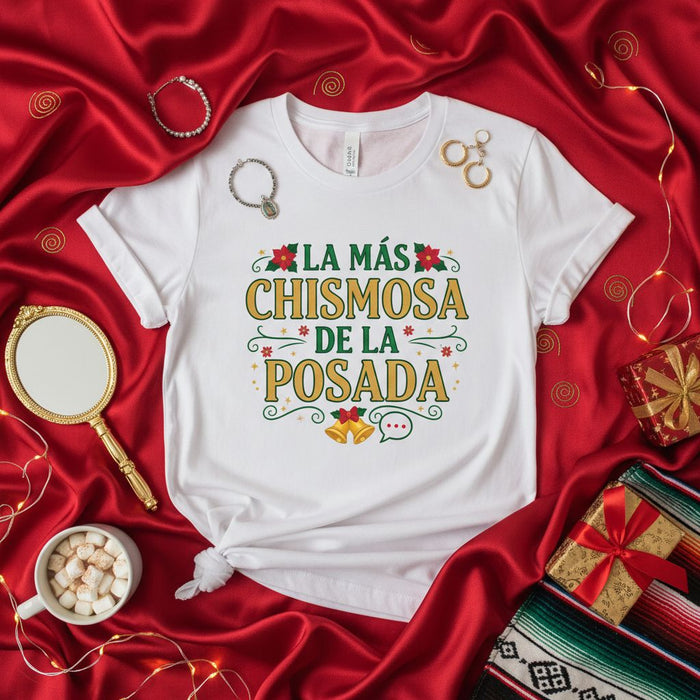 La Más Chismosa De La Posada T-Shirt, Funny Christmas Posadas Shirt, Mexican Holiday Party Tee, Spanish Gossip Tee, Funny Posada Gift Idea, Navidad Shirt for Women & Men