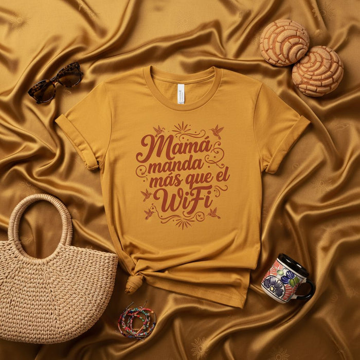 Mamá manda más que el WiFi T-Shirt, Spanish Mother's Day Shirt, Funny Latina Mom Gift, Cute Hummingbird Graphic Tee, Unisex Spanish Quote T-Shirt, Camiseta Día de la Madre
