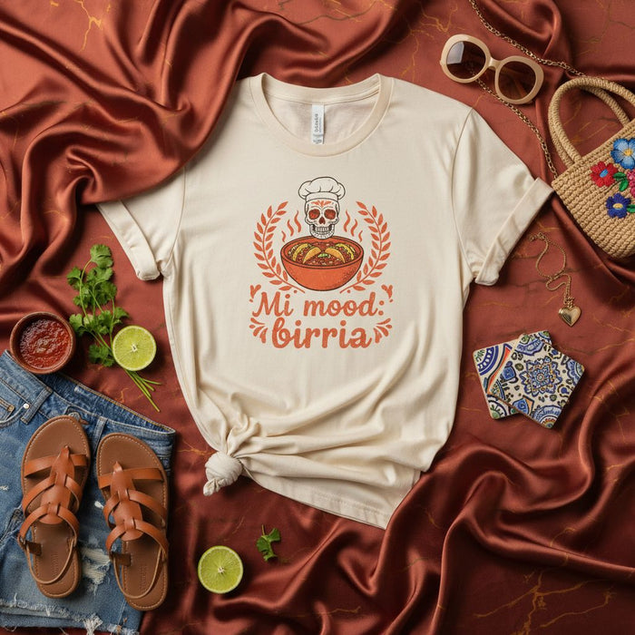 Mi mood: Birria T-Shirt, Chef Sugar Skull Shirt, Birria De Chivo Jalisco Mexican Food Tee, Funny Taco Lover Gift, Día de Muertos Shirt