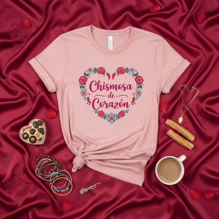 Chismosa de Corazón T-Shirt, Cute Heart Floral Design Tee, Funny Spanish Phrase Shirt, Latina Gift for Her, Gossip Queen Top, Pink Unisex T-Shirt, Valentines Day Outfit Idea