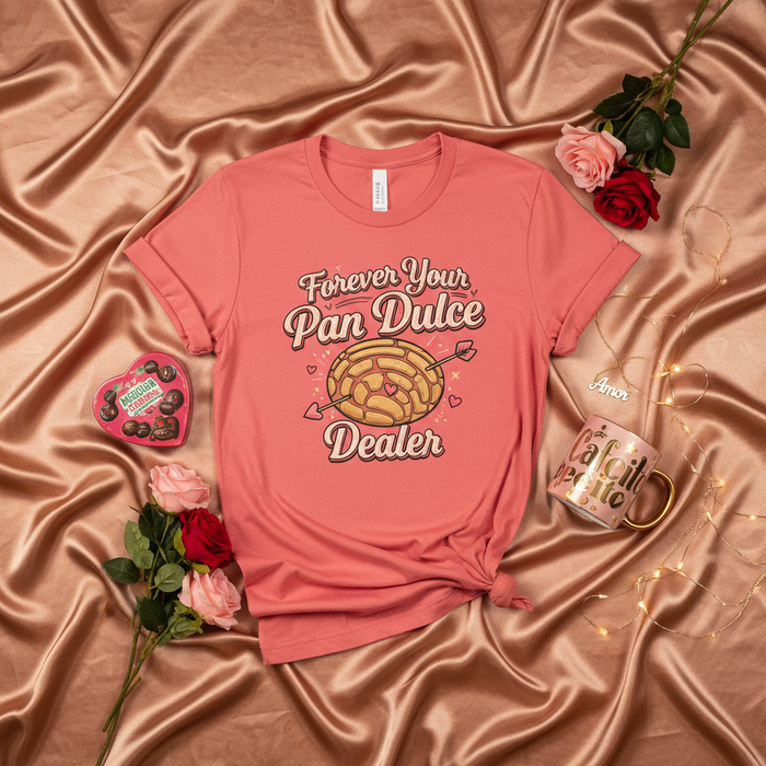 Maglietta "Forever Your Pan Dulce Dealer", T-Shirt Concha San Valentino, Regalo Cibo Messicano per Lei, Maglietta Coordinata Coppia Ispanica