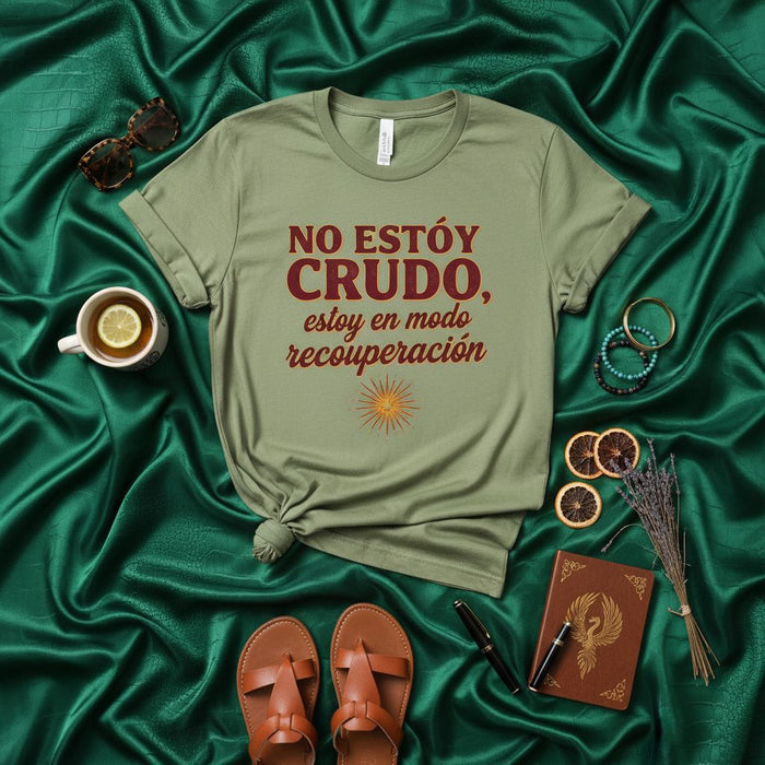 NO ESTOY CRUDO, estoy en modo recuperación Camiseta Divertida de Resaca Unisex en Español, Playera de Fiesta, Regalo para Amigos.