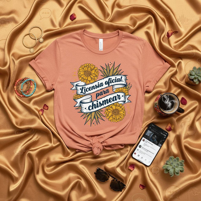Licencia Oficial para Chismear T-shirt, Funny Spanish Shirt, Official License to Gossip Tee, Mexico, Latina Gift, Sunflower Graphic, Unisex