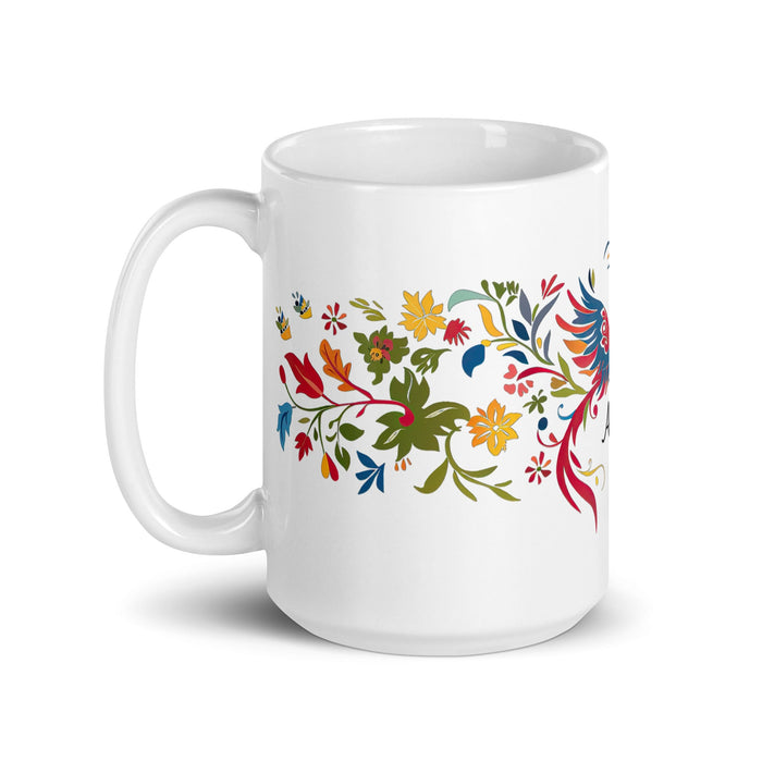 Aaron Exclusive Name Art Piece Home Office Work Coffee Mug Mexican Spanish Pride Gift Cup One - Of - A - Kind Calligraphy White Glossy Mug | A10 - Mexicada