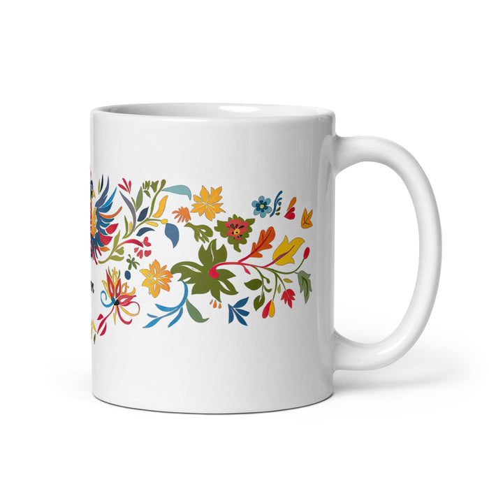 Aaron Exclusive Name Art Piece Home Office Work Coffee Mug Mexican Spanish Pride Gift Cup One - Of - A - Kind Calligraphy White Glossy Mug | A10 - Mexicada