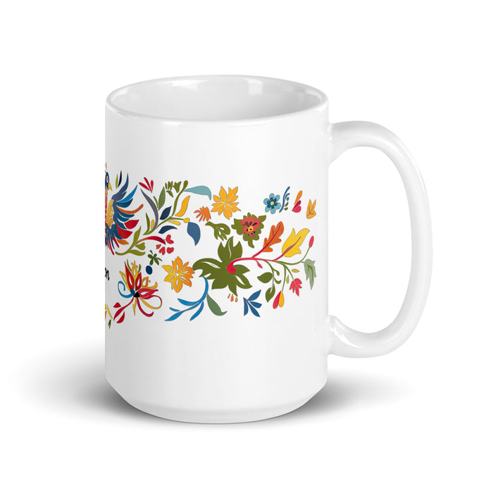 Aaron Exclusive Name Art Piece Home Office Work Coffee Mug Mexican Spanish Pride Gift Cup One - Of - A - Kind Calligraphy White Glossy Mug | A10 - Mexicada