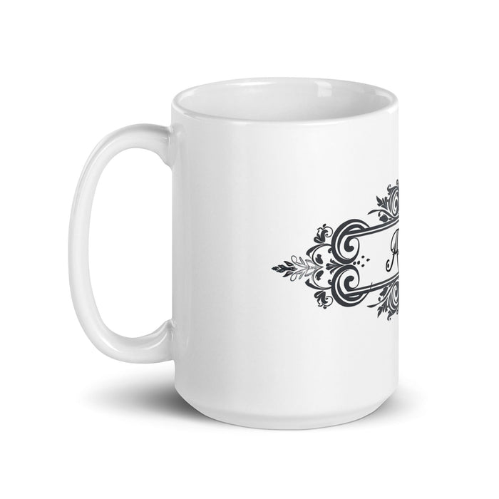 Aaron Exclusive Name Art Piece Home Office Work Coffee Mug Mexican Spanish Pride Gift Cup One - Of - A - Kind Calligraphy White Glossy Mug | A11 - Mexicada