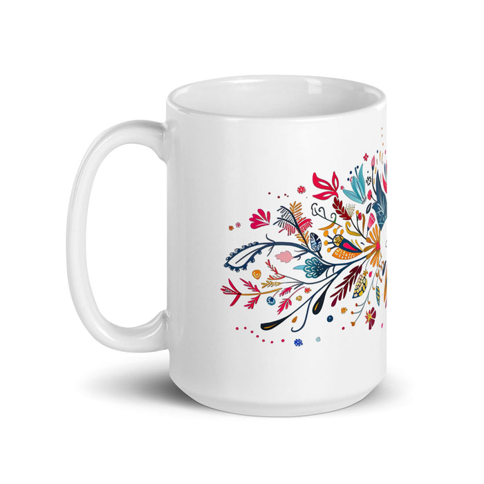 Aaron Exclusive Name Art Piece Home Office Work Coffee Mug Mexican Spanish Pride Gift Cup One - Of - A - Kind Calligraphy White Glossy Mug | A16 - Mexicada