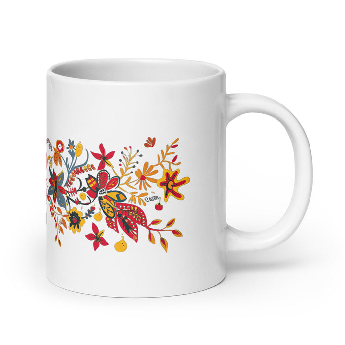 Aaron Exclusive Name Art Piece Home Office Work Coffee Mug Mexican Spanish Pride Gift Cup One - Of - A - Kind Calligraphy White Glossy Mug | A17 - Mexicada