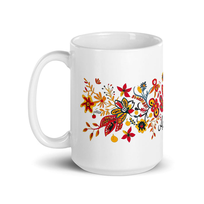 Aaron Exclusive Name Art Piece Home Office Work Coffee Mug Mexican Spanish Pride Gift Cup One - Of - A - Kind Calligraphy White Glossy Mug | A17 - Mexicada