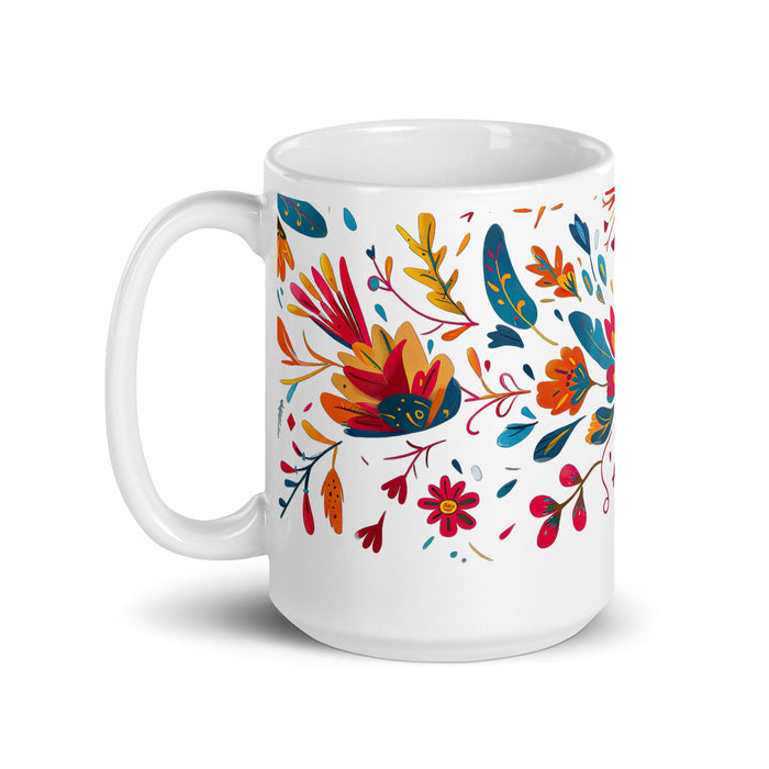 Aaron Exclusive Name Art Piece Home Office Work Coffee Mug Mexican Spanish Pride Gift Cup One - Of - A - Kind Calligraphy White Glossy Mug | A2 - Mexicada