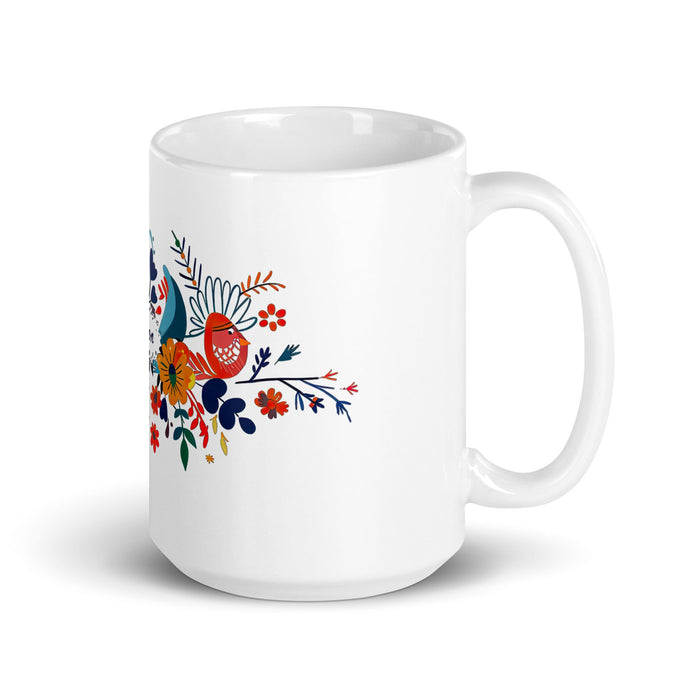 Aaron Exclusive Name Art Piece Home Office Work Coffee Mug Mexican Spanish Pride Gift Cup One - Of - A - Kind Calligraphy White Glossy Mug | A7 - Mexicada